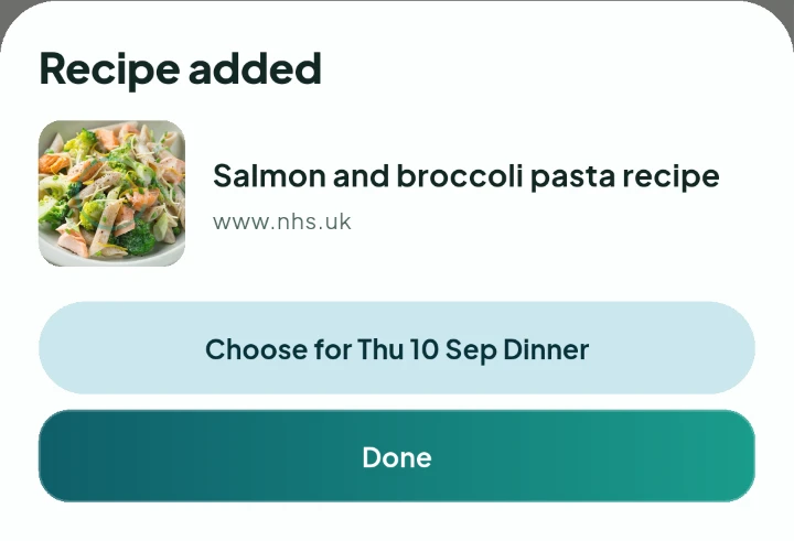 The recipe added confirmation