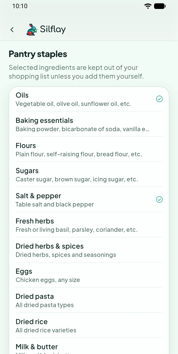 Choose your usual pantry staples