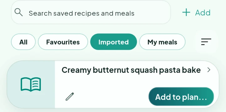 The scanned recipe saved and ready to plan