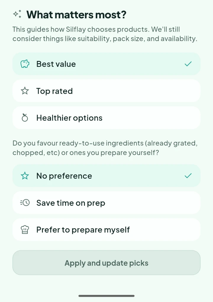 What matters most product-picking preferences