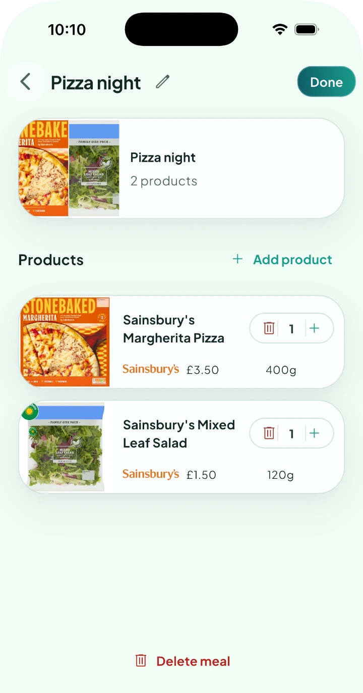 Build the meal from supermarket products