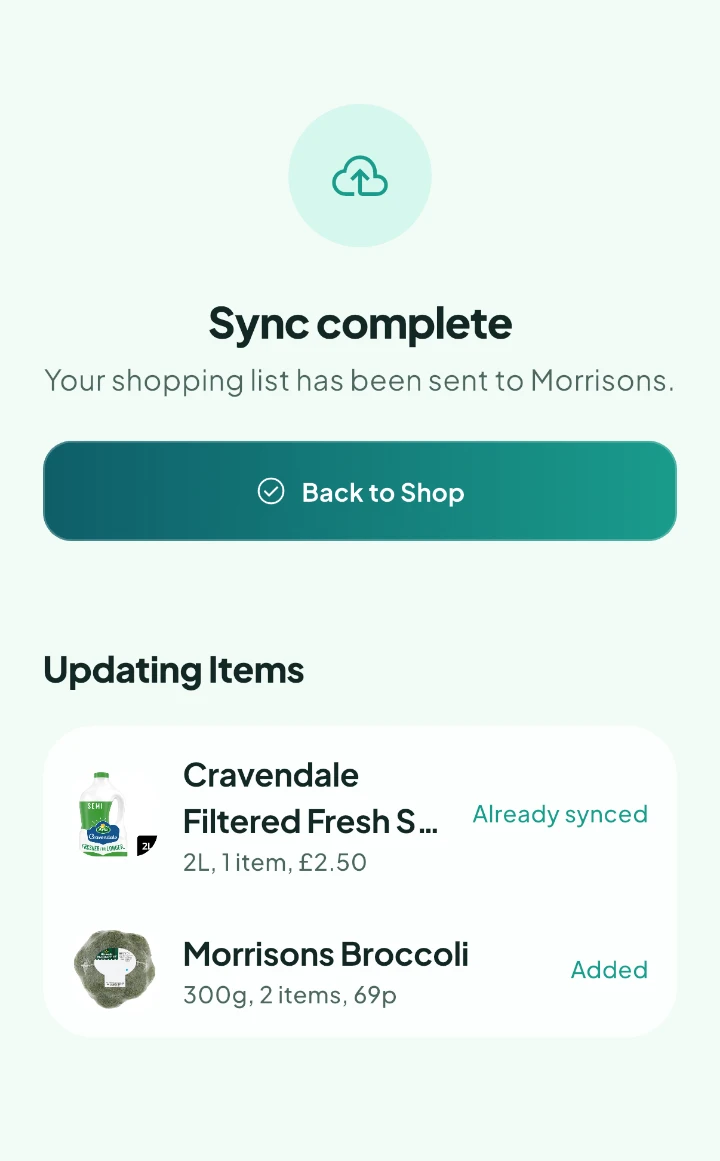 The basket after a successful sync